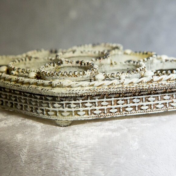 Vintage Florenza Lipstick Holder French White Enamel w/ Gold Ormolu BASK… - Picture 8 of 11